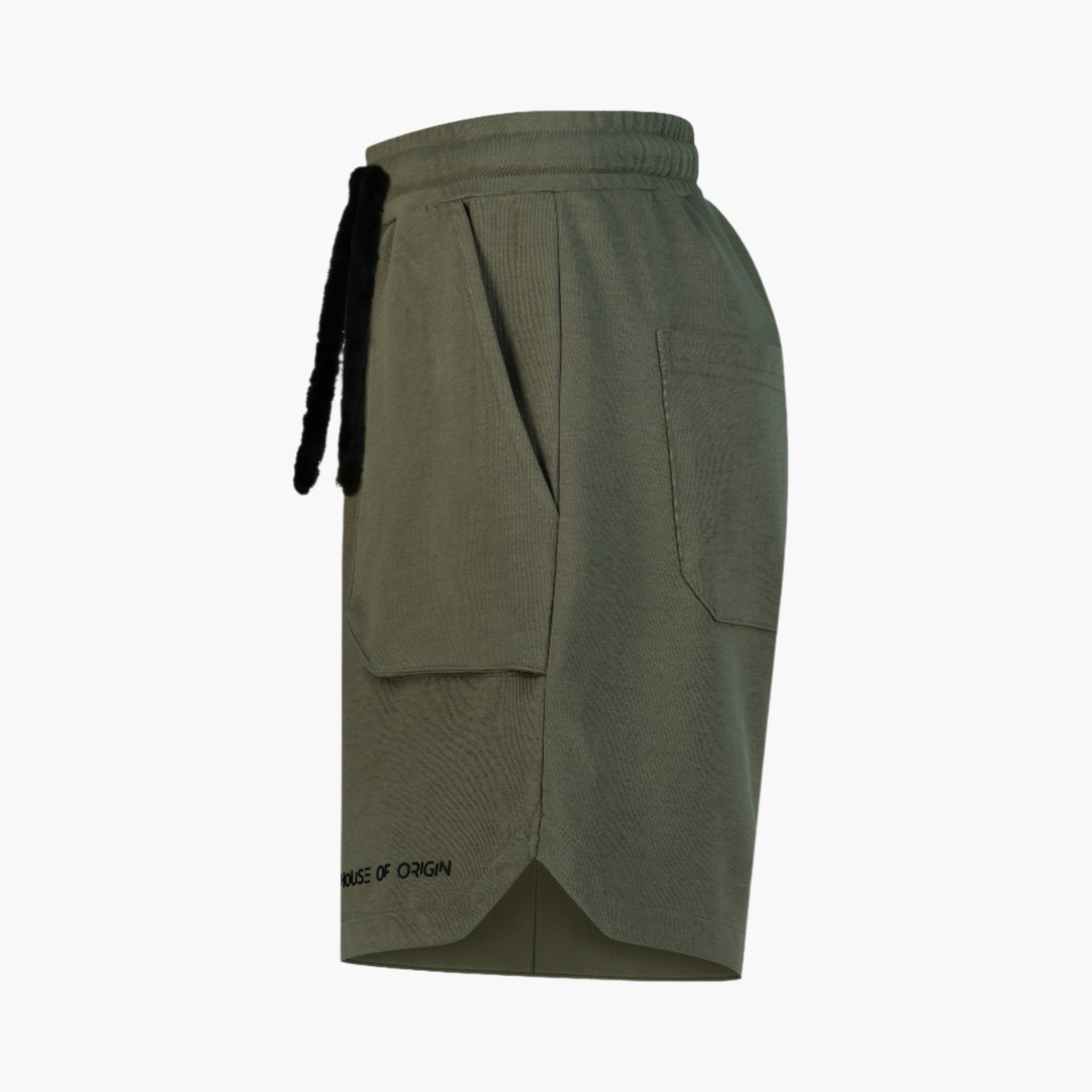 fur dark olive shorts